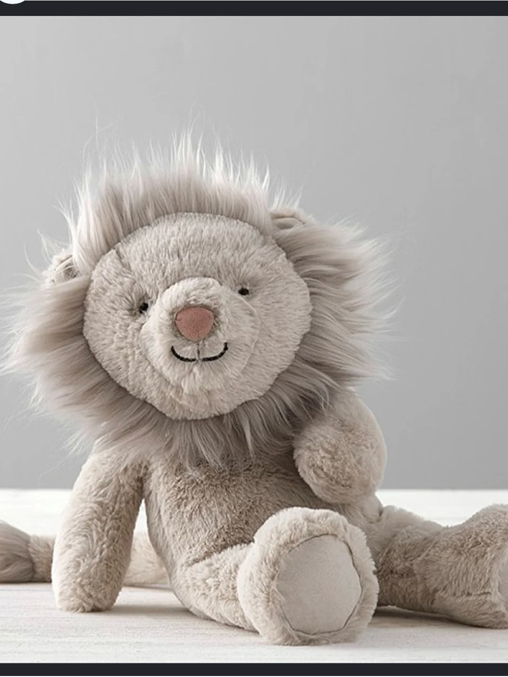 Pottery Barn Kids Cream Plush Lion with Fluffy Mane
